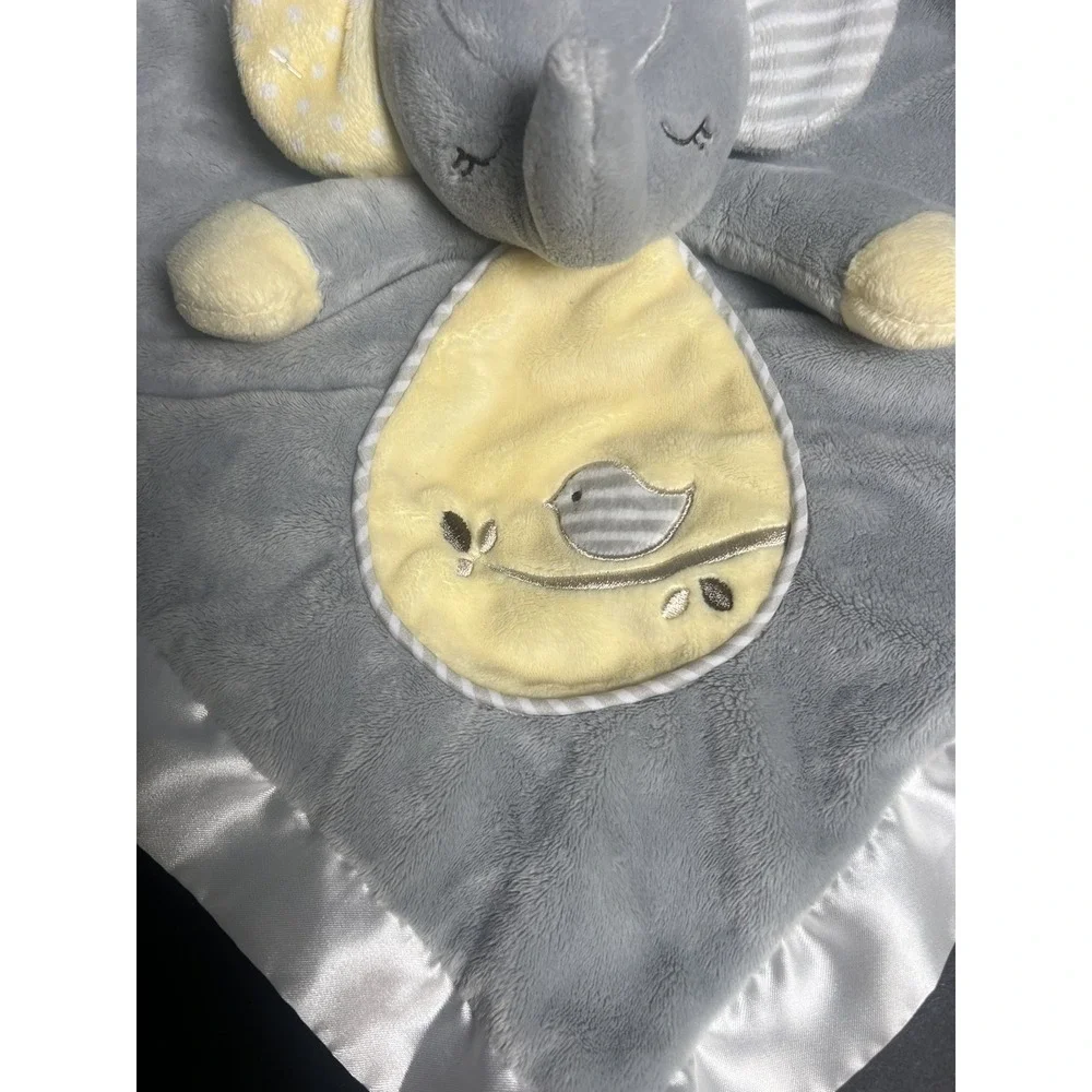Douglas‎ Baby Gray Elephant Yellow Bird Lovey Security Blanket Plush Satin 14.5